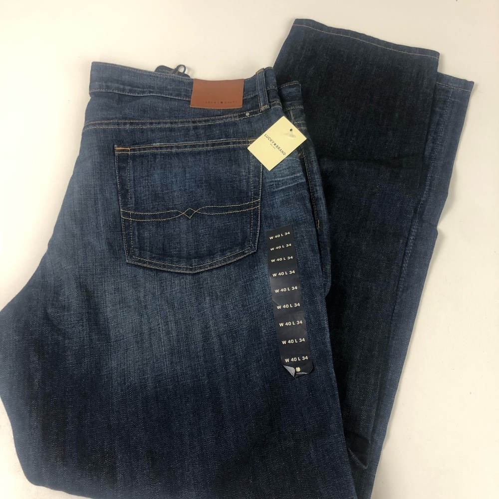 Lucky Brand 221 Original Straight Denim Jeans NWT Whiskered / Distressing 40/34